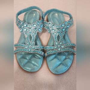 Turquoise Floral Sandals